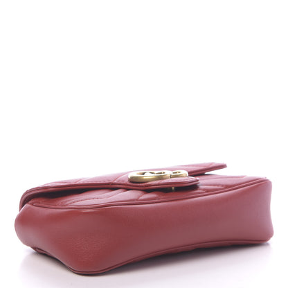 Gucci Calfskin Matelasse Super Mini GG Marmont Shoulder Bag Hibiscus Red 4 of 11