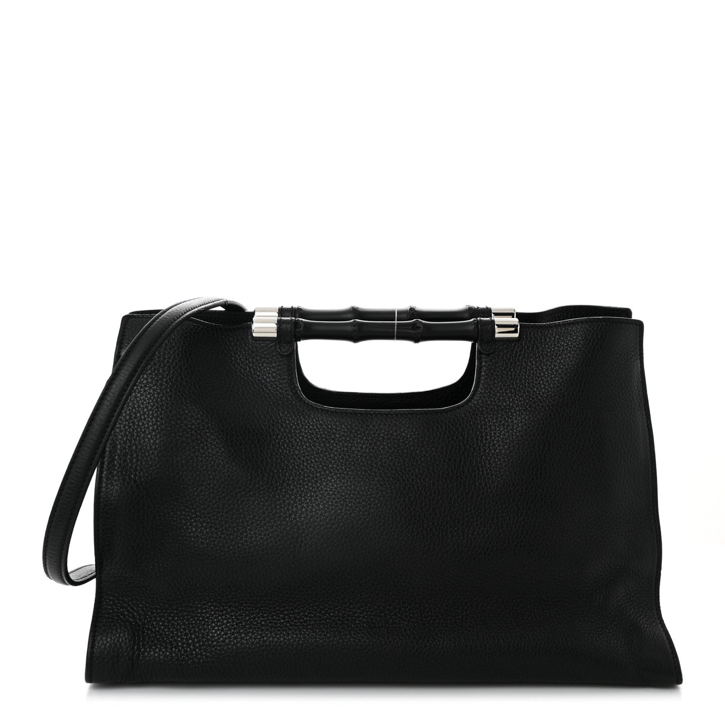 Calfskin Medium Bamboo Daily Shopper Black