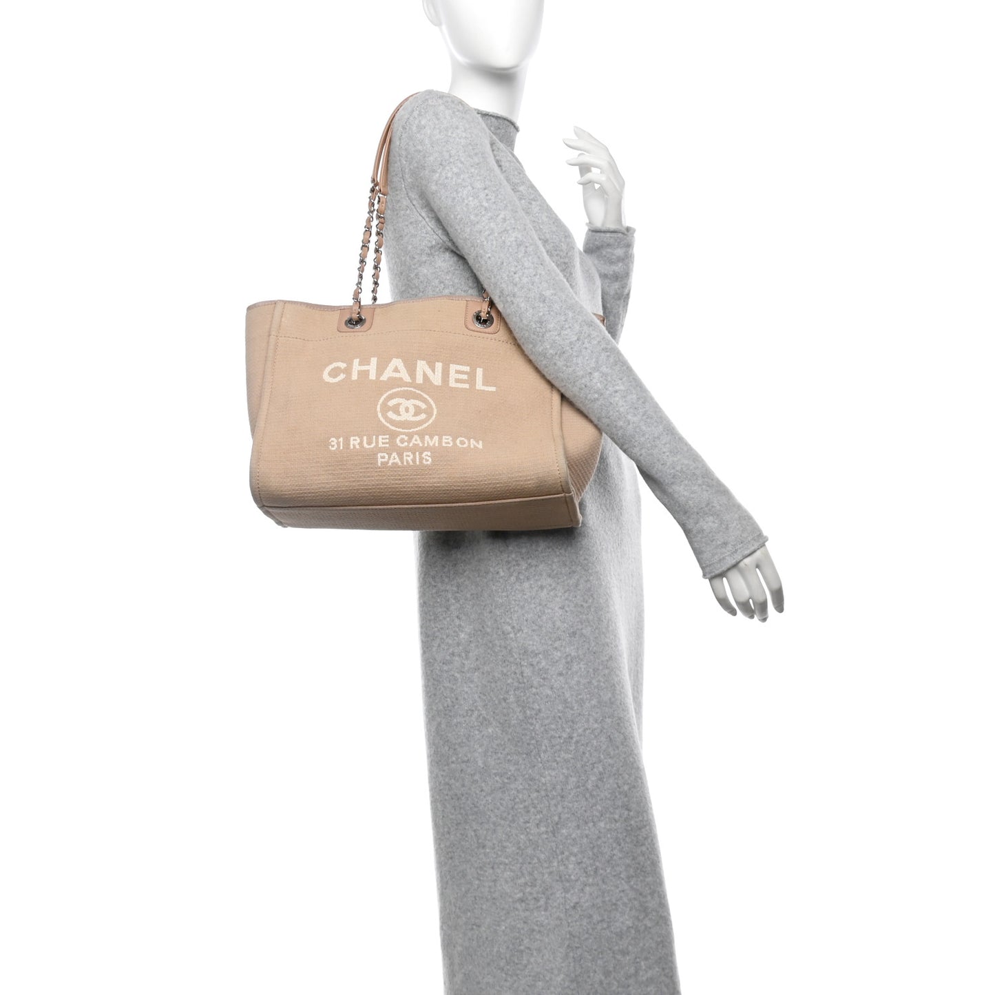 Mixed Fibers Small Deauville Tote Beige