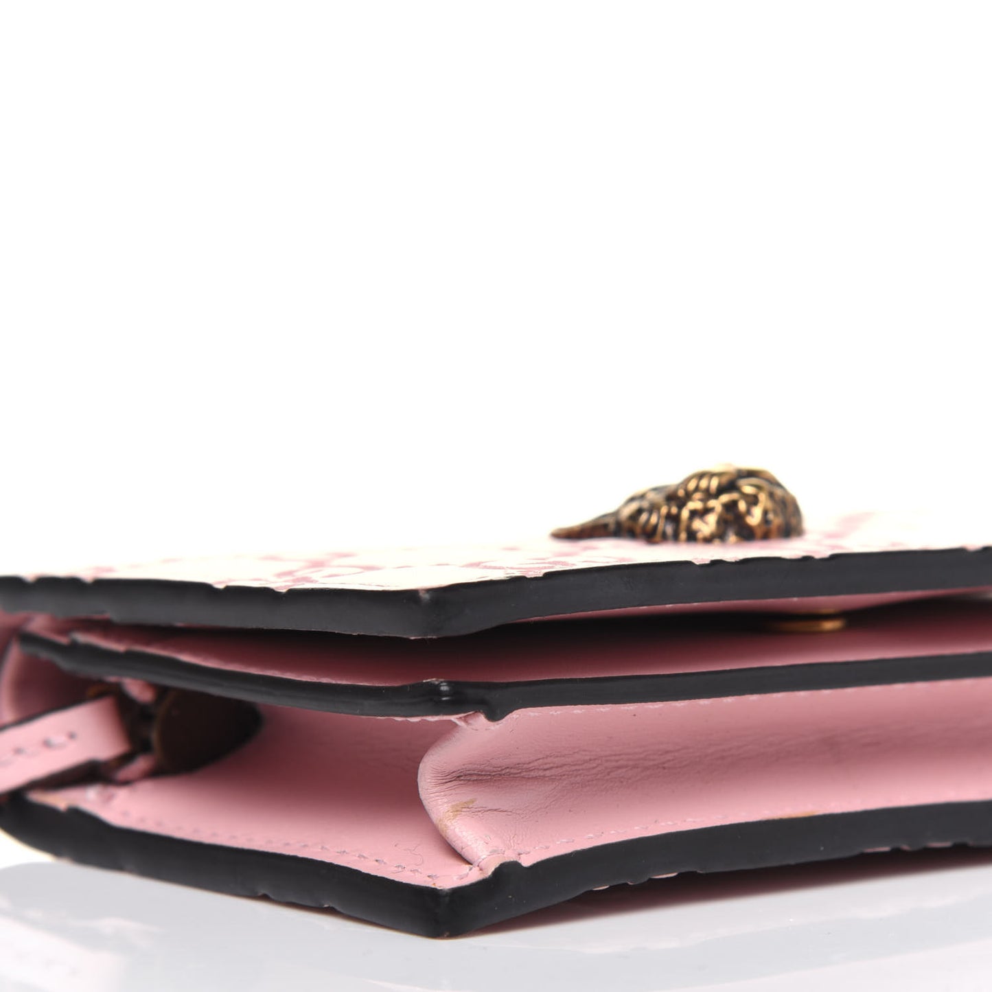 Guccissima Signature Crystal Cat Card Case Wallet Light Candy Pink