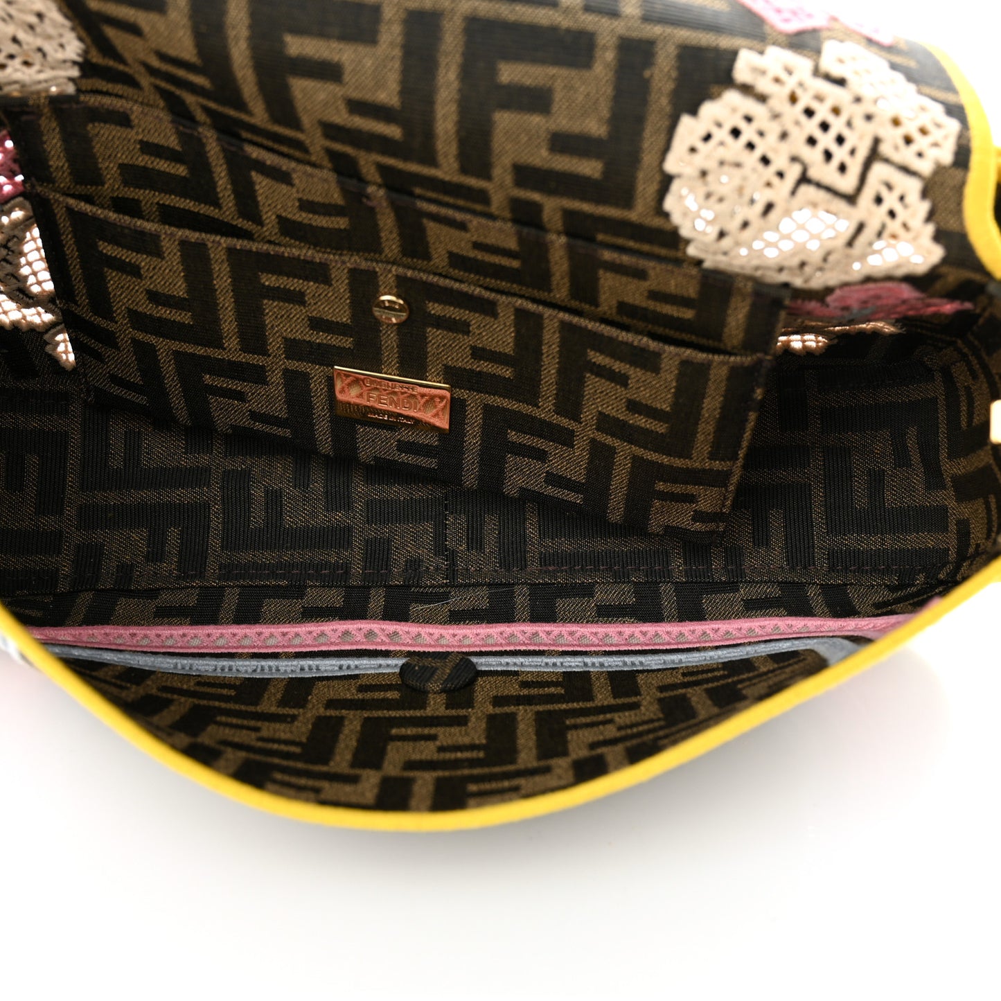 Fabric Jacquard FF Floral Embroidered Baguette Tobacco Moro Multicolor