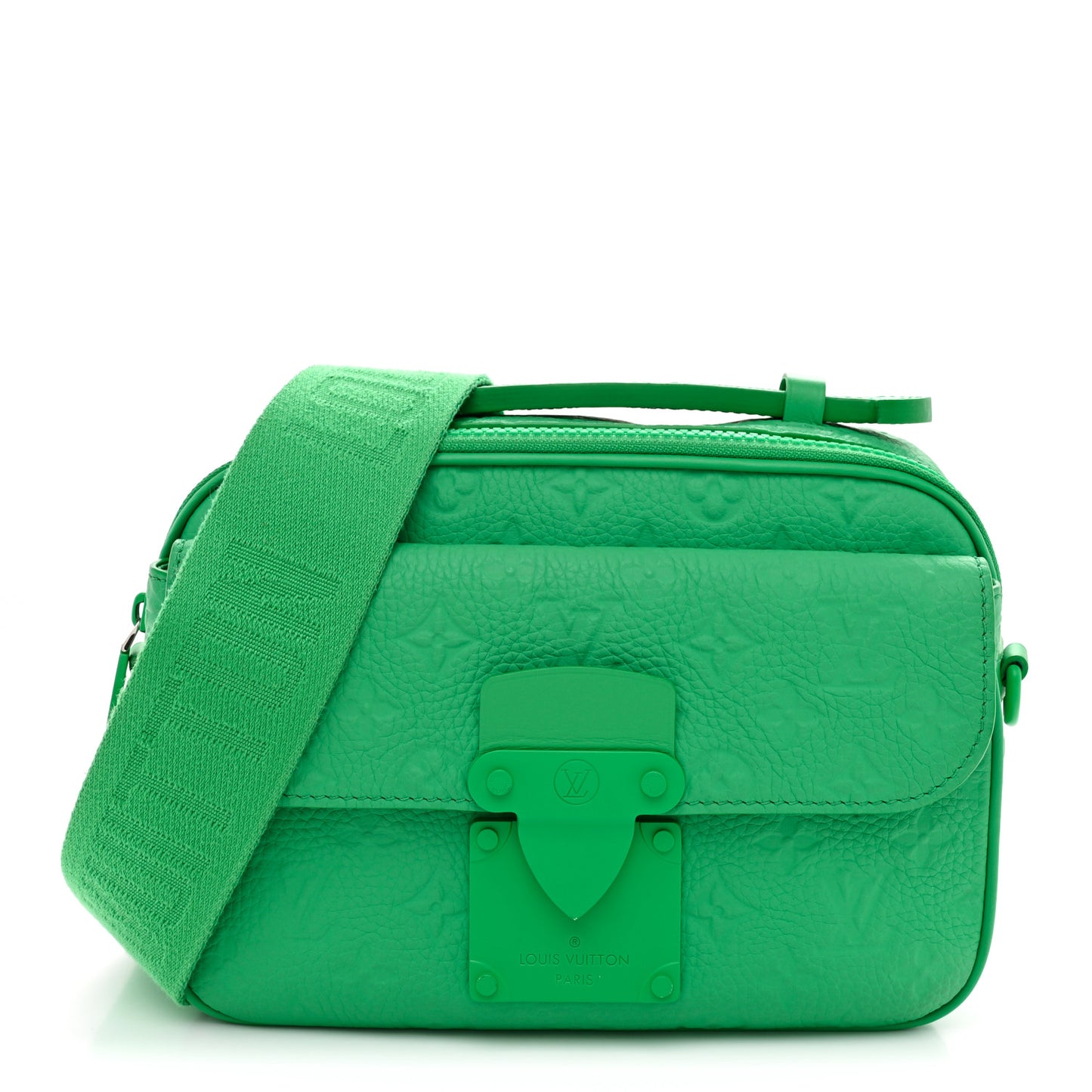 Taurillon Monogram S Lock Messenger Minty Green