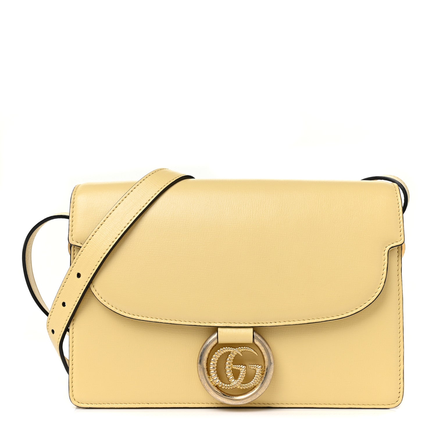Gucci Textured Calfskin Small Torchon GG Ring Shoulder Bag Butter 1 of 8