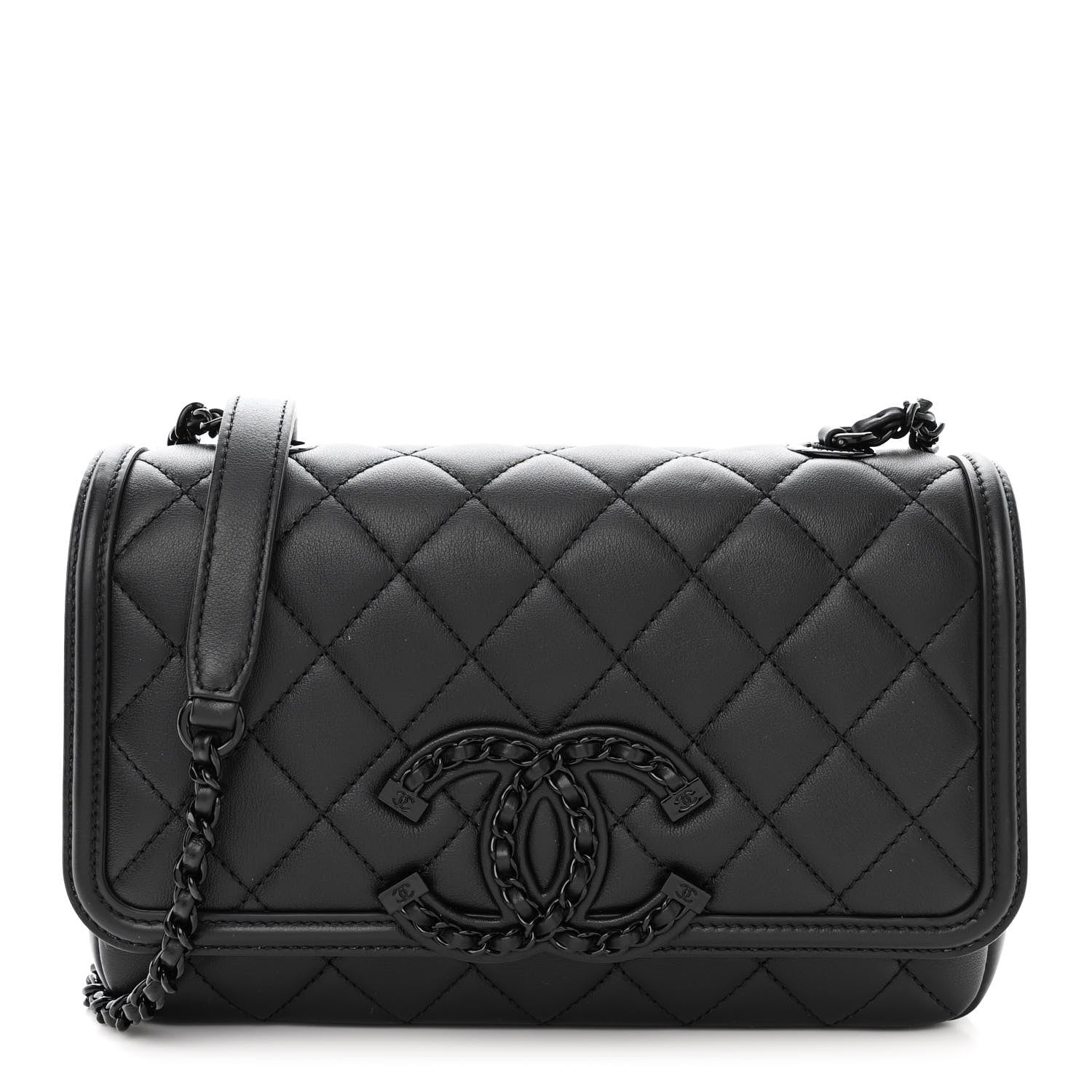 Chanel Lambskin Quilted Small CC Filigree Flap Black 1 of 11