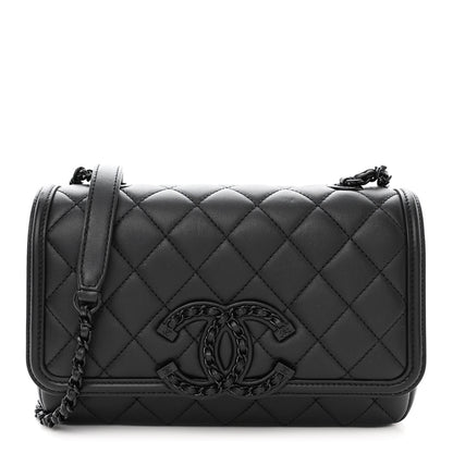 Chanel Lambskin Quilted Small CC Filigree Flap Black 1 of 11