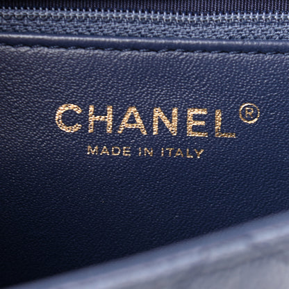 Chanel Crumpled Grained Calfskin Small Two Tone Flap Navy 6 of 10