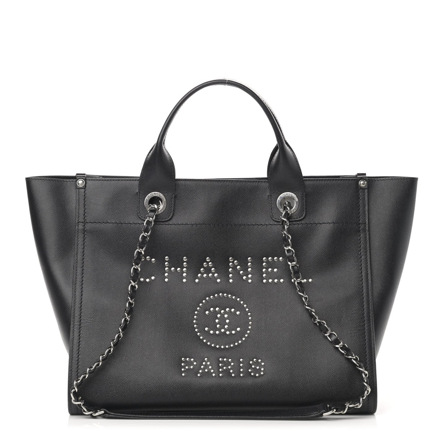 Caviar Small Studded Deauville Tote Black
