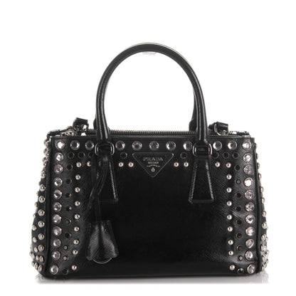 Prada Saffiano Vernice Crystal Small Galleria Double Zip Tote Black 1 of 16