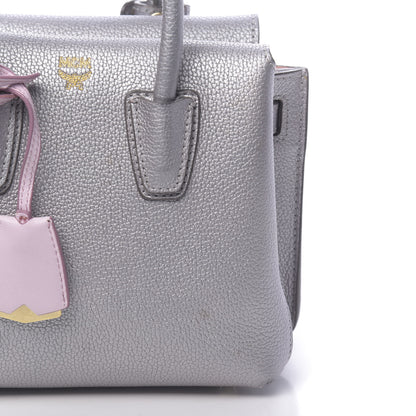 MCM Metallic Grained Calfskin Mini Milla Tote Spike Silver 9 of 15