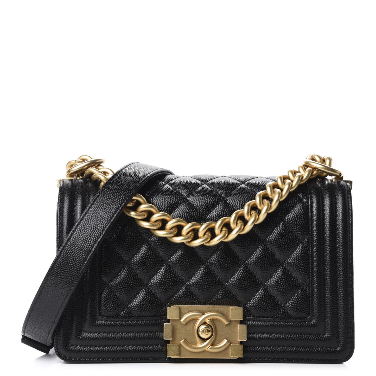 Caviar Quilted Small Boy Flap Black