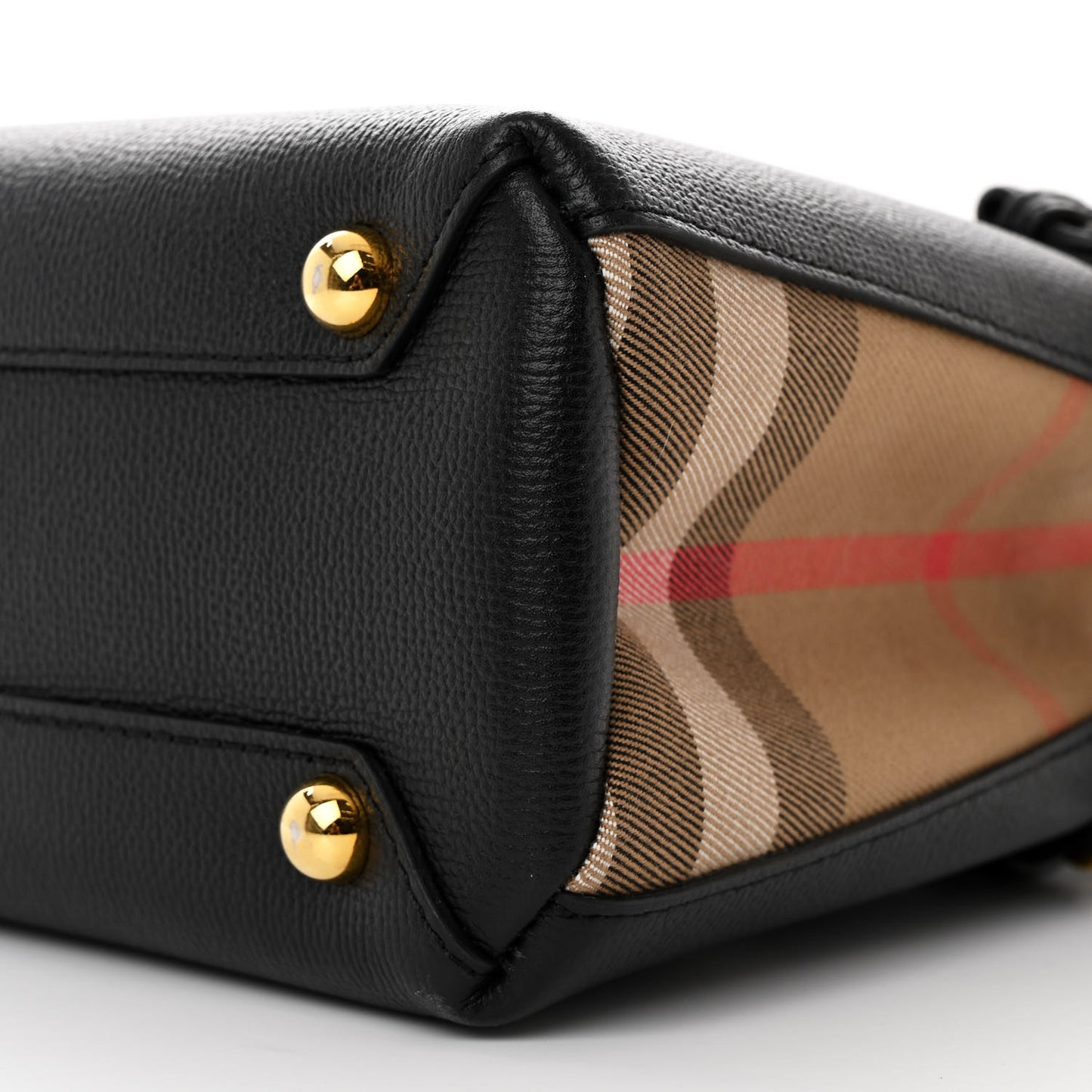 Grainy Calfskin House Check Small Banner Tote Black