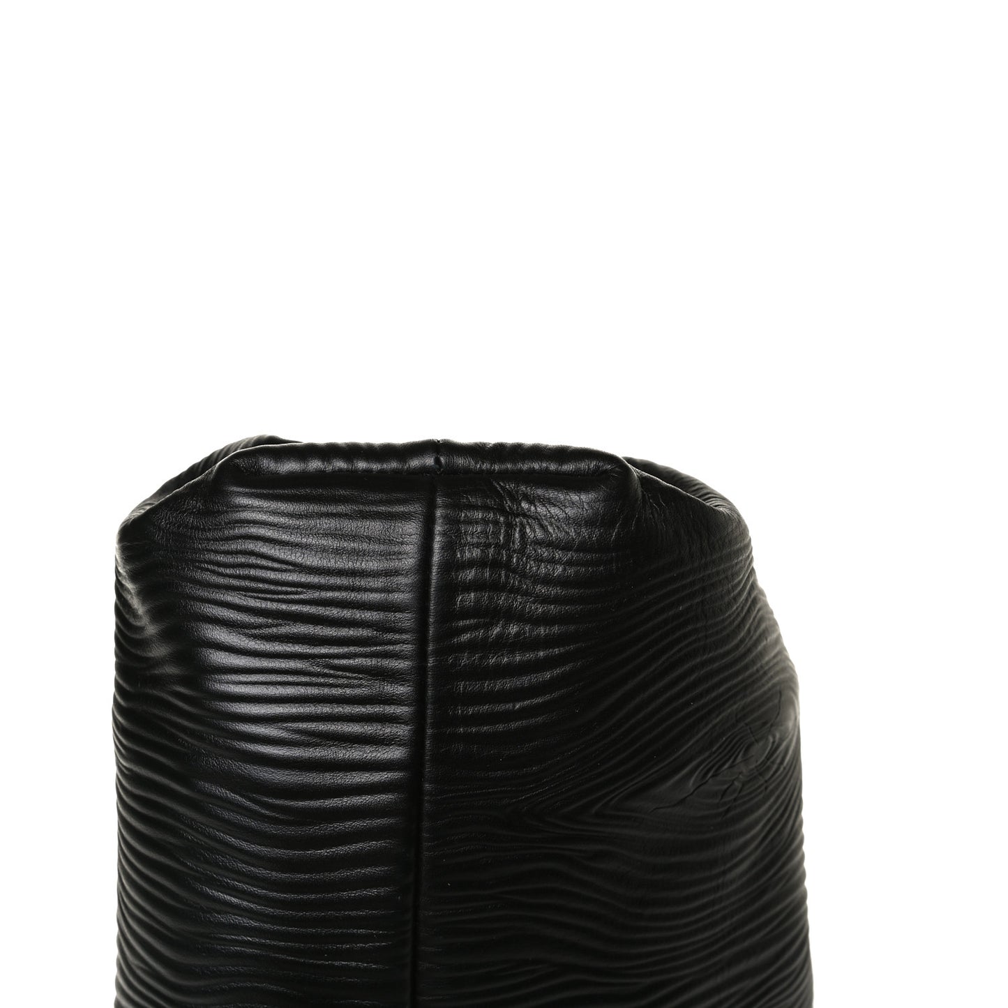 Bark Calfskin Embossed The Pouch Oversized Clutch Black