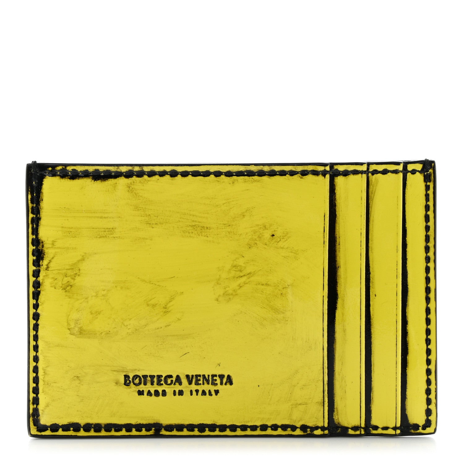 Bottega Veneta Patent Maxi Intrecciato Cassette Card Holder New Chartreuse Black 1 of 7
