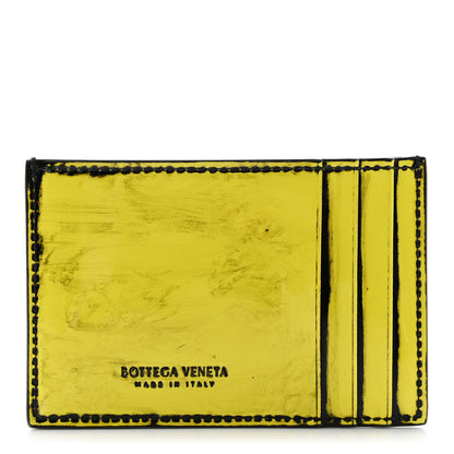 Bottega Veneta Patent Maxi Intrecciato Cassette Card Holder New Chartreuse Black 1 of 7