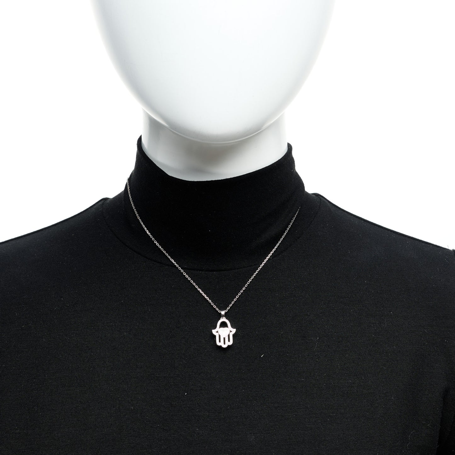 18K White Gold Diamond Happy Diamonds Hamsa Pendant Necklace