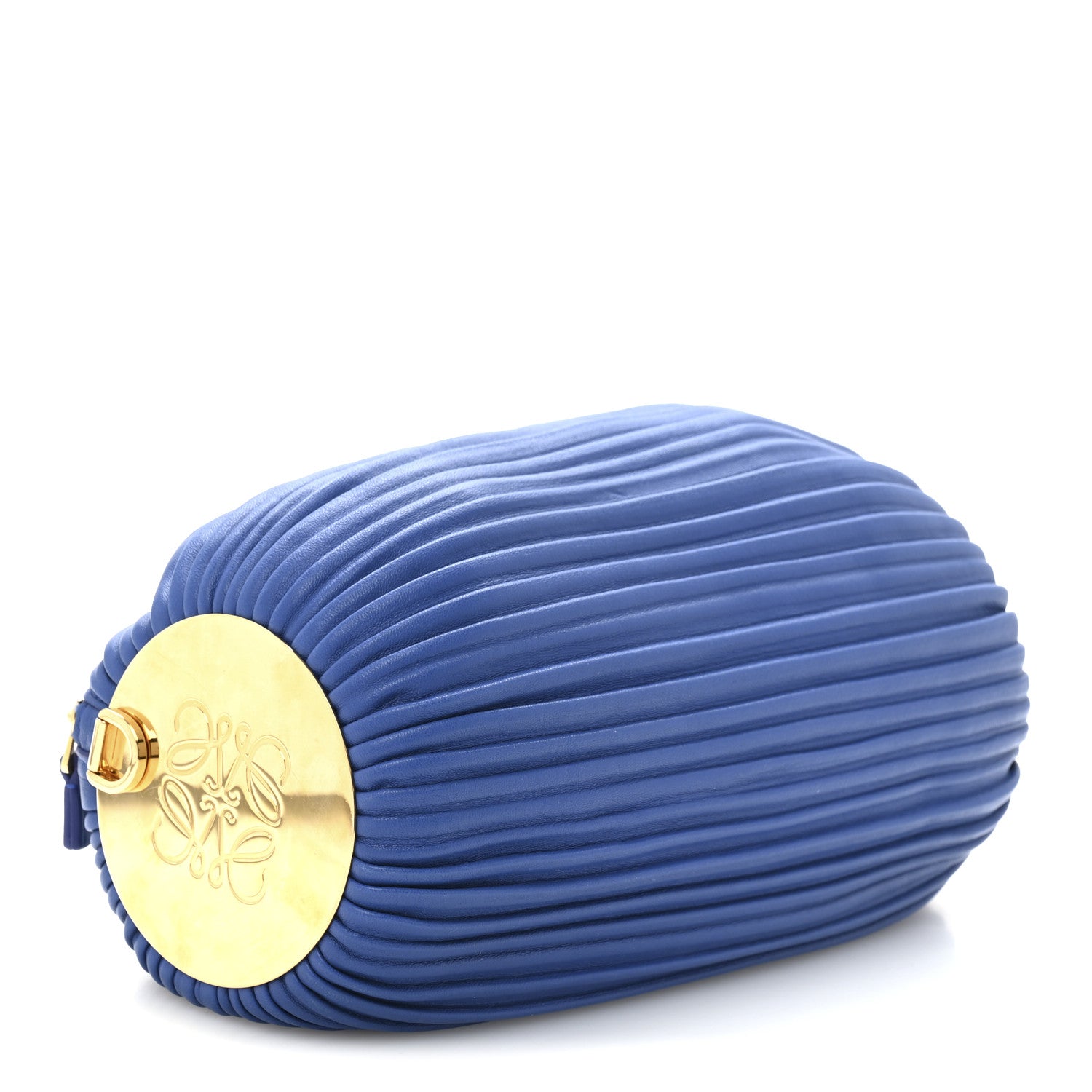 Loewe Lambskin Pleated Bracelet Pouch Shoulder Bag Royal Blue 4 of 11