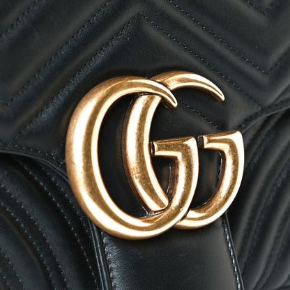 Gucci Calfskin Matelasse Medium GG Marmont Shoulder Bag Black 9 of 12