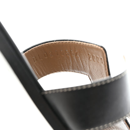 Hermes Box Calfskin Oran Sandals 39.5 Black 6 of 9