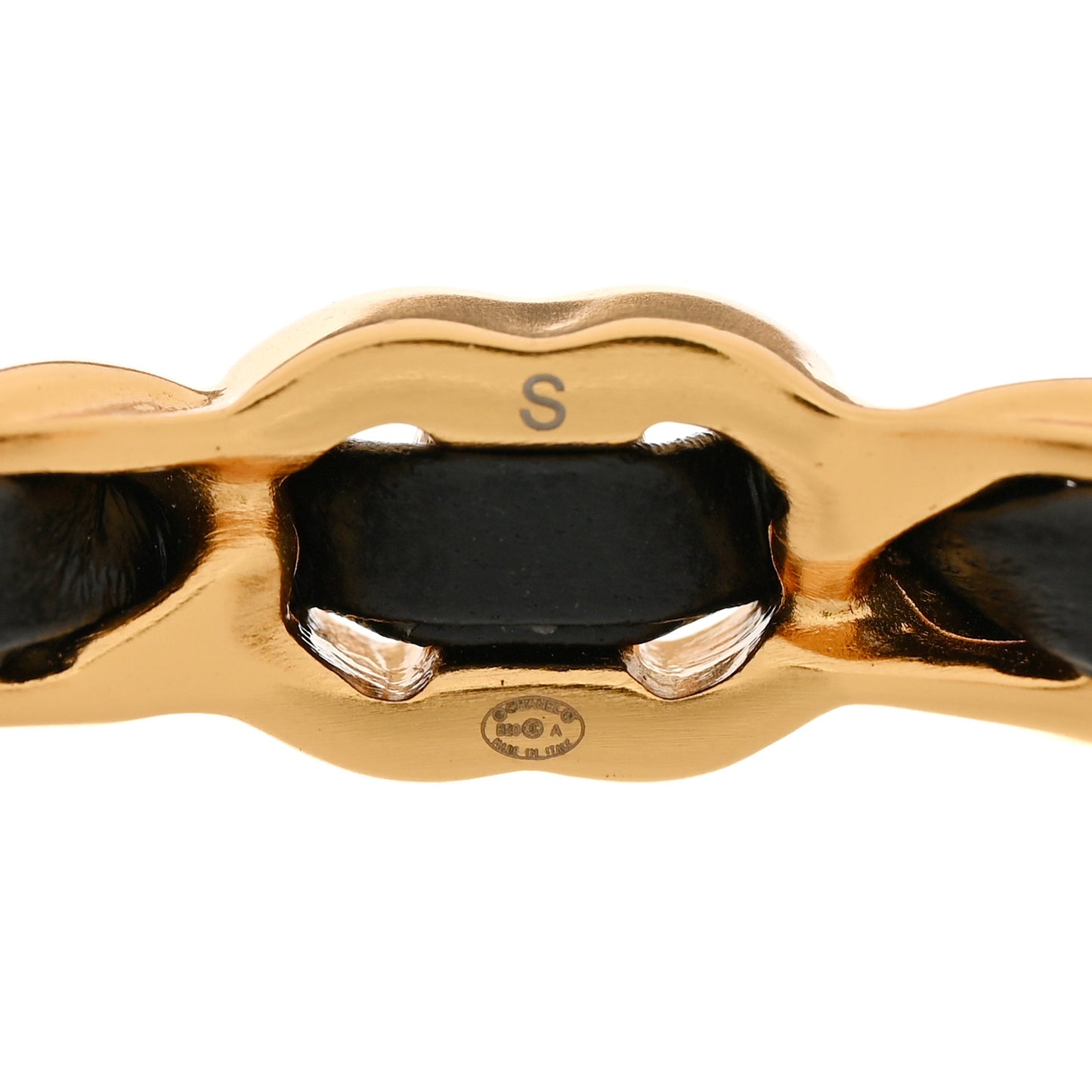 Lambskin Crystal CC Cuff Bracelet S Black Gold
