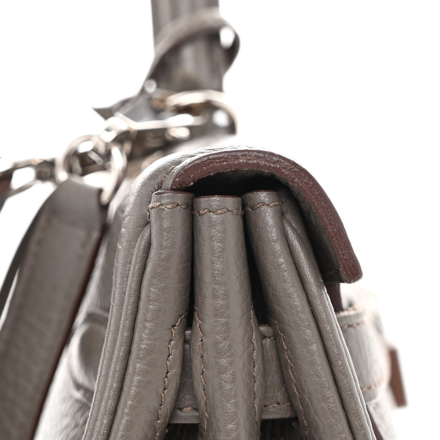 Hermes Taurillon Clemence Kelly Retourne 35 Etain Rouge Casaque 13 of 14