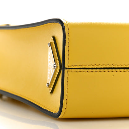 Prada Soft Calfskin Triangle Logo Embossed Small Double Handle Crossbody Tote Sole 7 of 9