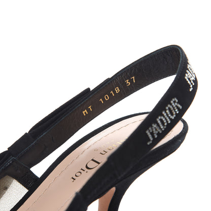 Christian Dior Mesh Plumetis Crystal Suede J'Adior Slingback 100mm Pumps 37 Nude Black 7 of 10