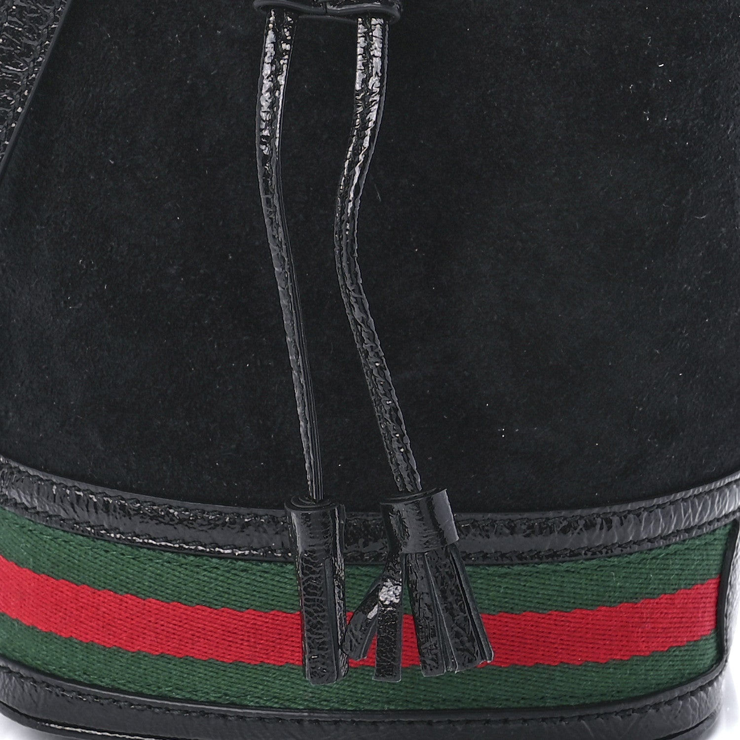 Gucci Suede Patent Web Mini Ophidia Bucket Bag Black 9 of 13
