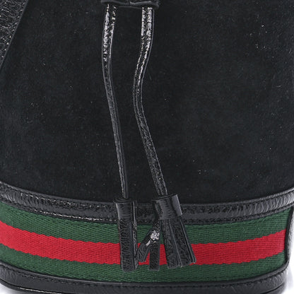 Gucci Suede Patent Web Mini Ophidia Bucket Bag Black 9 of 13