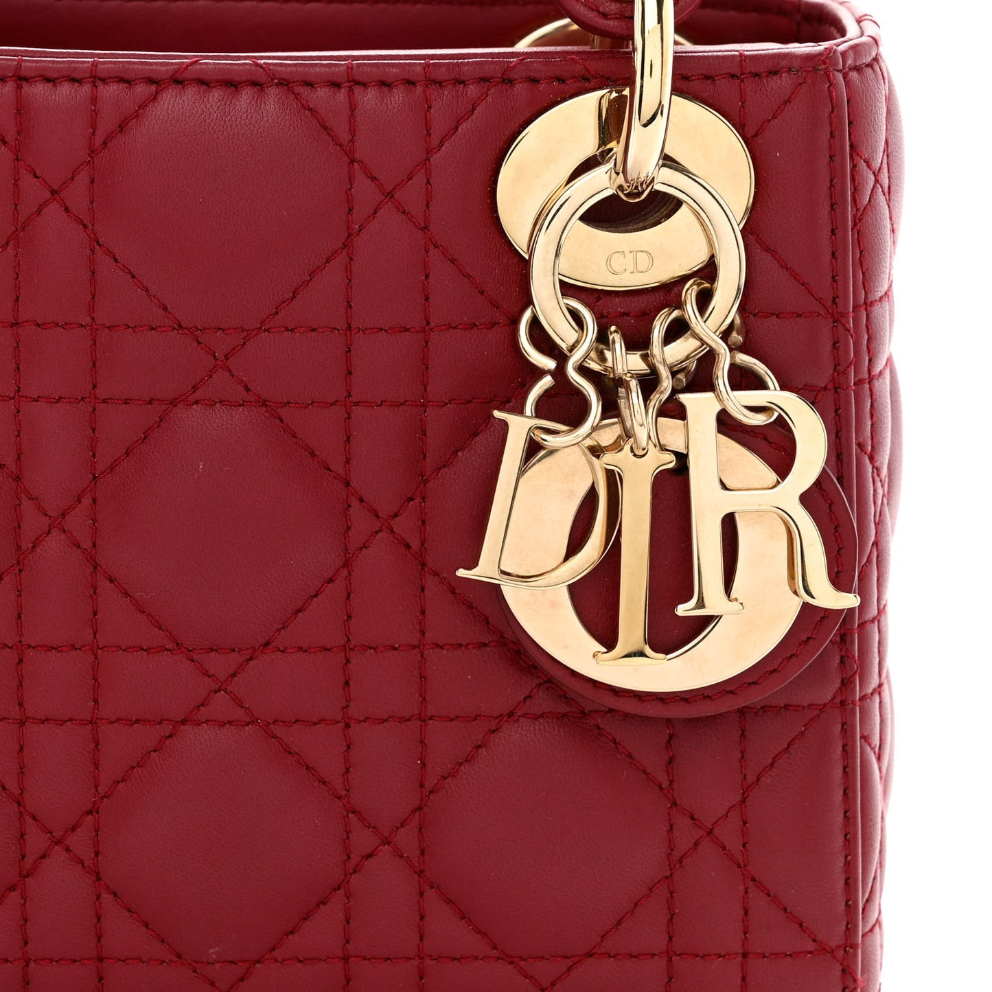 Lambskin Cannage Mini Lady Dior Burgundy