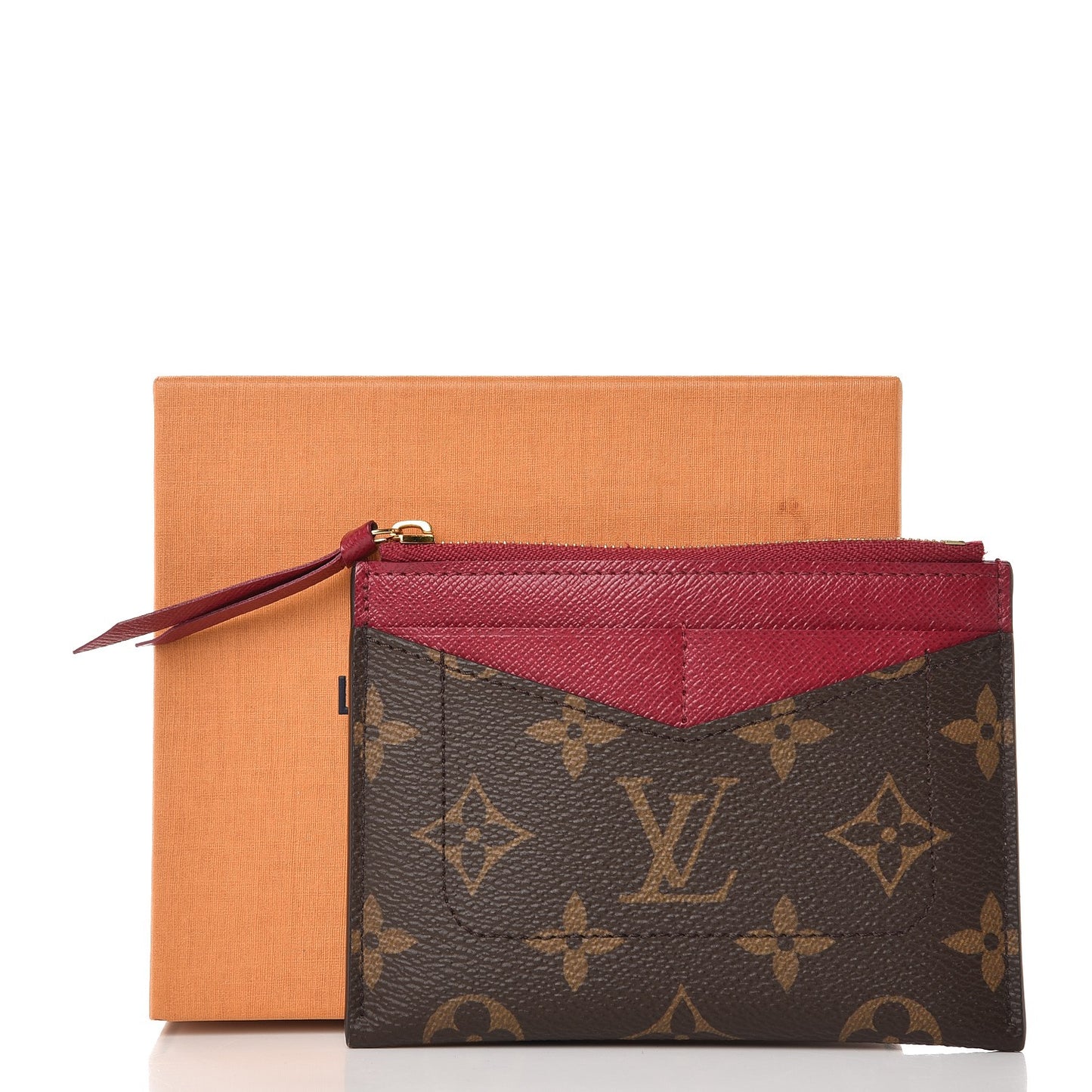 Monogram Zipped Card Holder Fuchsia