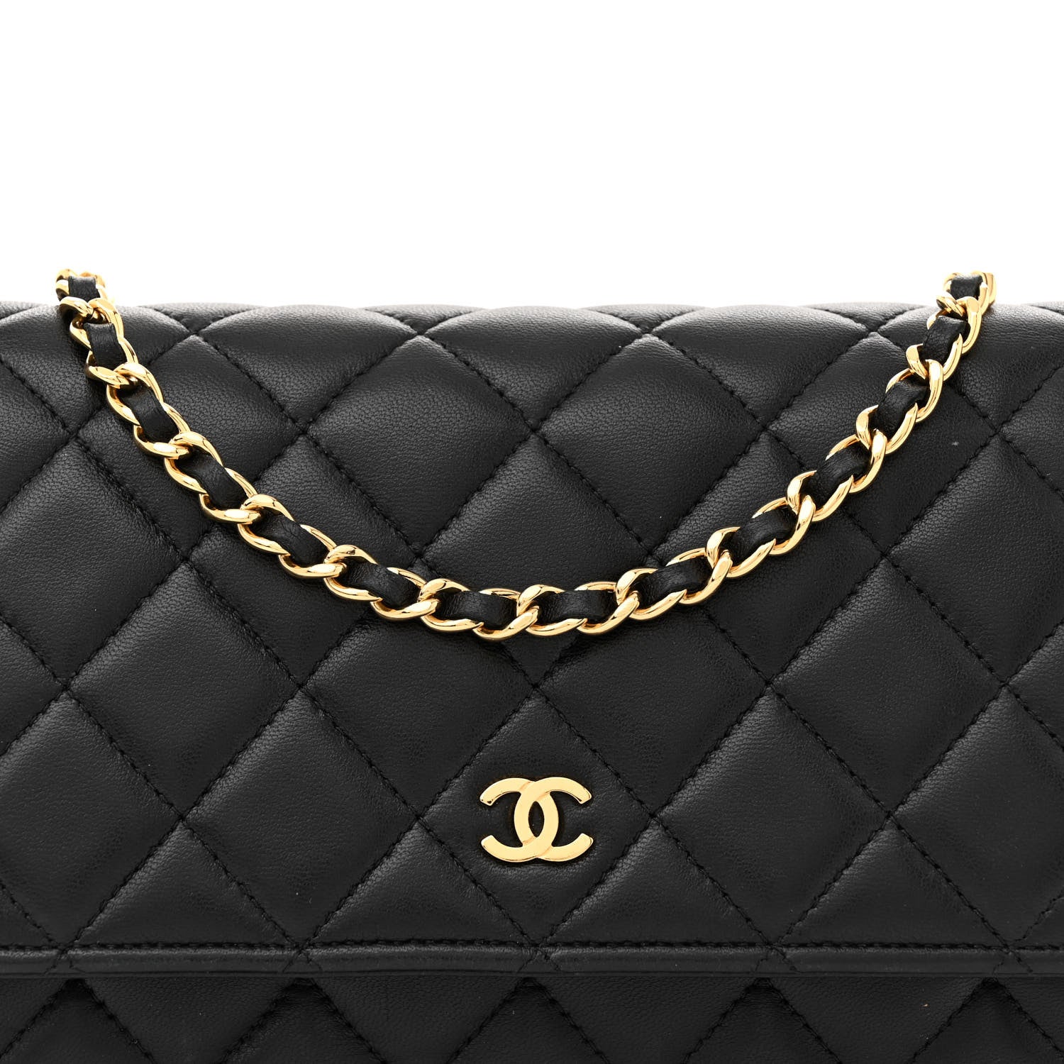 Chanel Lambskin Quilted Wallet On Chain WOC Black 8 of 12