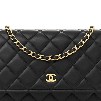 Chanel Lambskin Quilted Wallet On Chain WOC Black 8 of 12