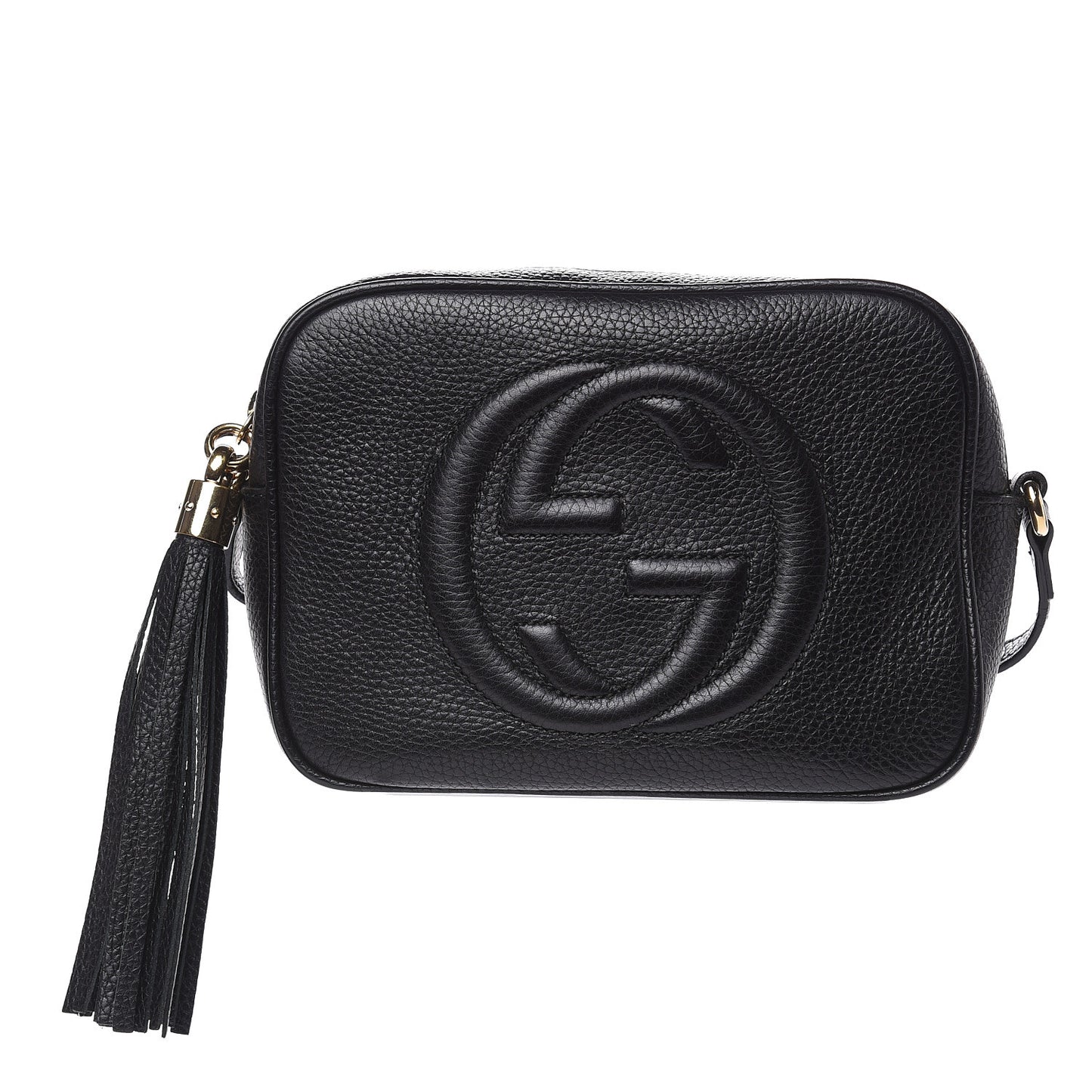 Pebbled Calfskin Small Soho Disco Bag Black