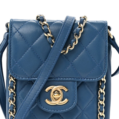 Chanel Lambskin Quilted Chain Phone Holder Blue 9 of 11