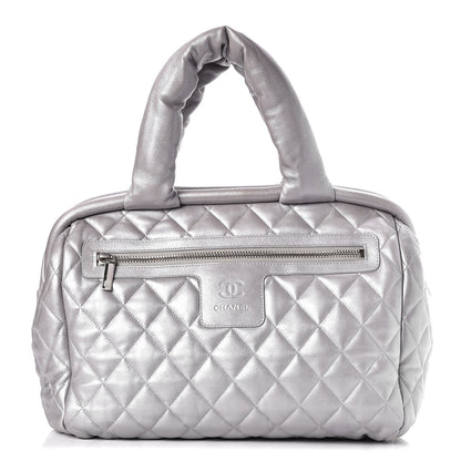 Chanel Metallic Lambskin Quilted Coco Cocoon Bowler Silver 1 of 7
