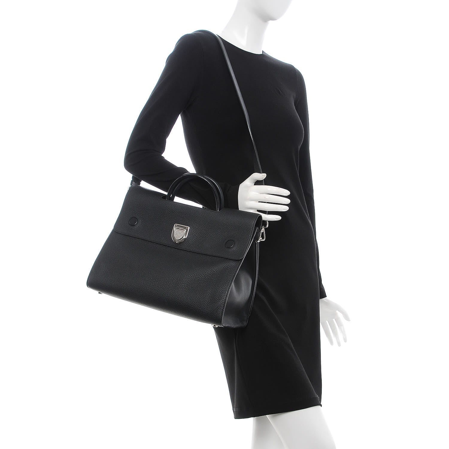 Christian Dior Grained Calfskin Large Diorever Flap Black 2 of 17