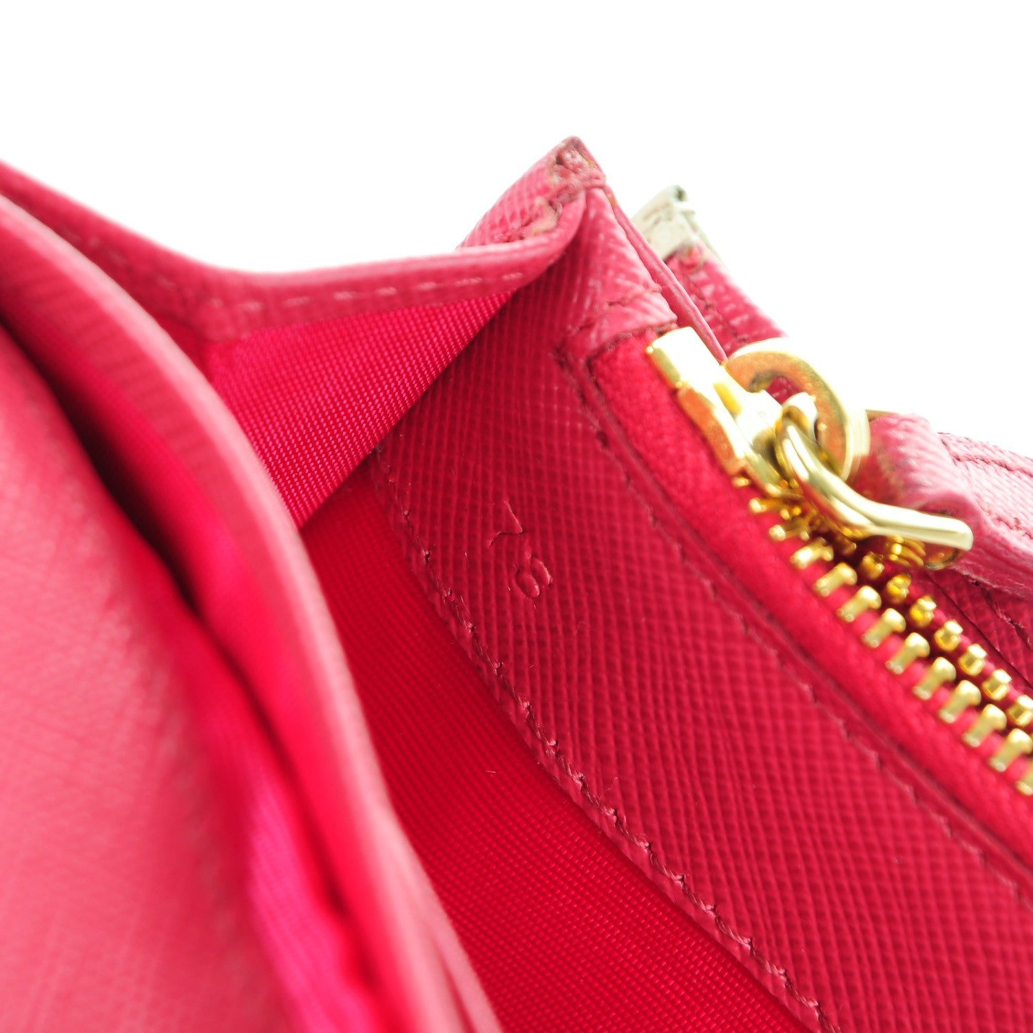 Prada Saffiano Bi-Color Metal Continental Flap Wallet Fragola Talco 8 of 9