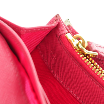 Prada Saffiano Bi-Color Metal Continental Flap Wallet Fragola Talco 8 of 9