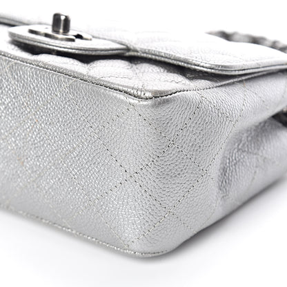 Chanel Metallic Caviar Quilted Mini Square Flap Silver 9 of 11
