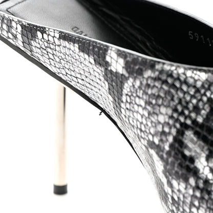 Balenciaga Kidskin Snake Effect Knife Pointy Toe Mule Pumps 37.5 Silver 9 of 12