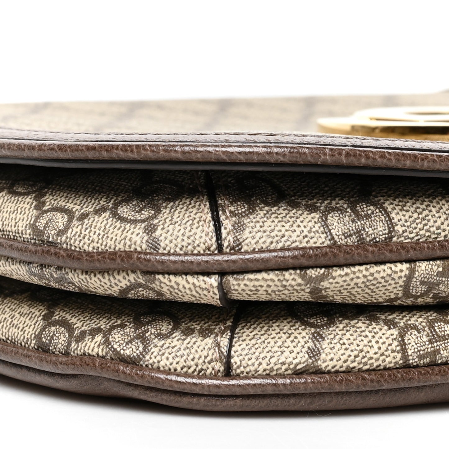 GG Supreme Monogram Textured Dollar Calfskin Medium Blondie Shoulder Flap Bag Beige Ebony New Acero
