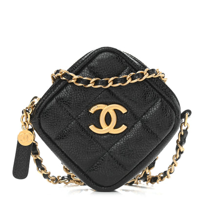 Chanel Caviar Quilted Diamond Coin Purse With Chain Black 1 of 8