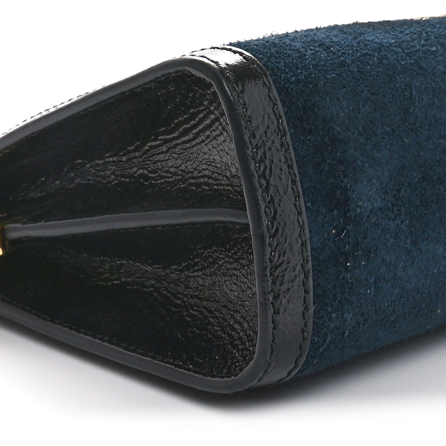 Suede Patent Web Dragon Embroidered Small Ophidia Chain Shoulder Bag Blue Black