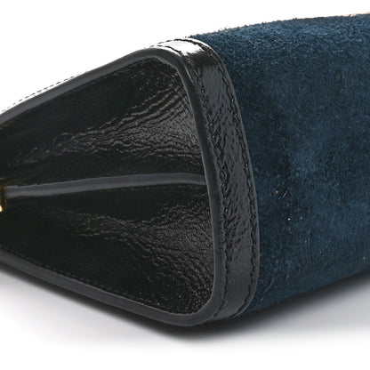 Gucci Suede Patent Web Dragon Embroidered Small Ophidia Chain Shoulder Bag Blue Black 9 of 10