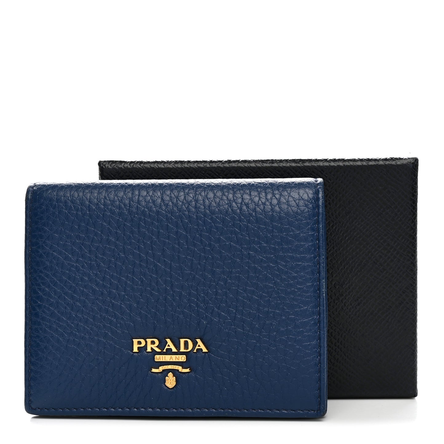 Vitello Daino Small Bi-Fold Wallet Bluette Bluette