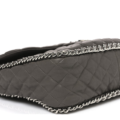Chanel Washed Lambskin Quilted Chain Around Maxi Flap Taupe 9 of 10