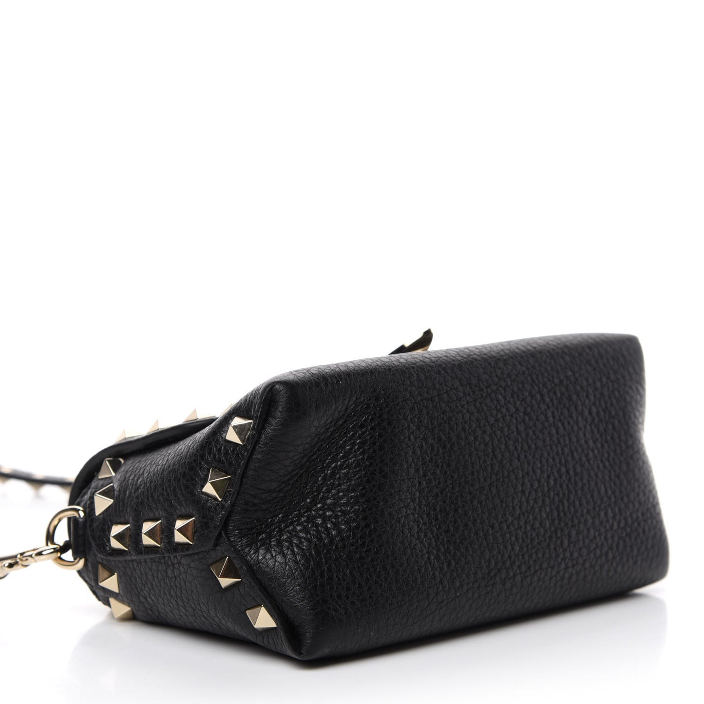 Pebbled Calfskin Mini Rockstud Crossbody Bag Black