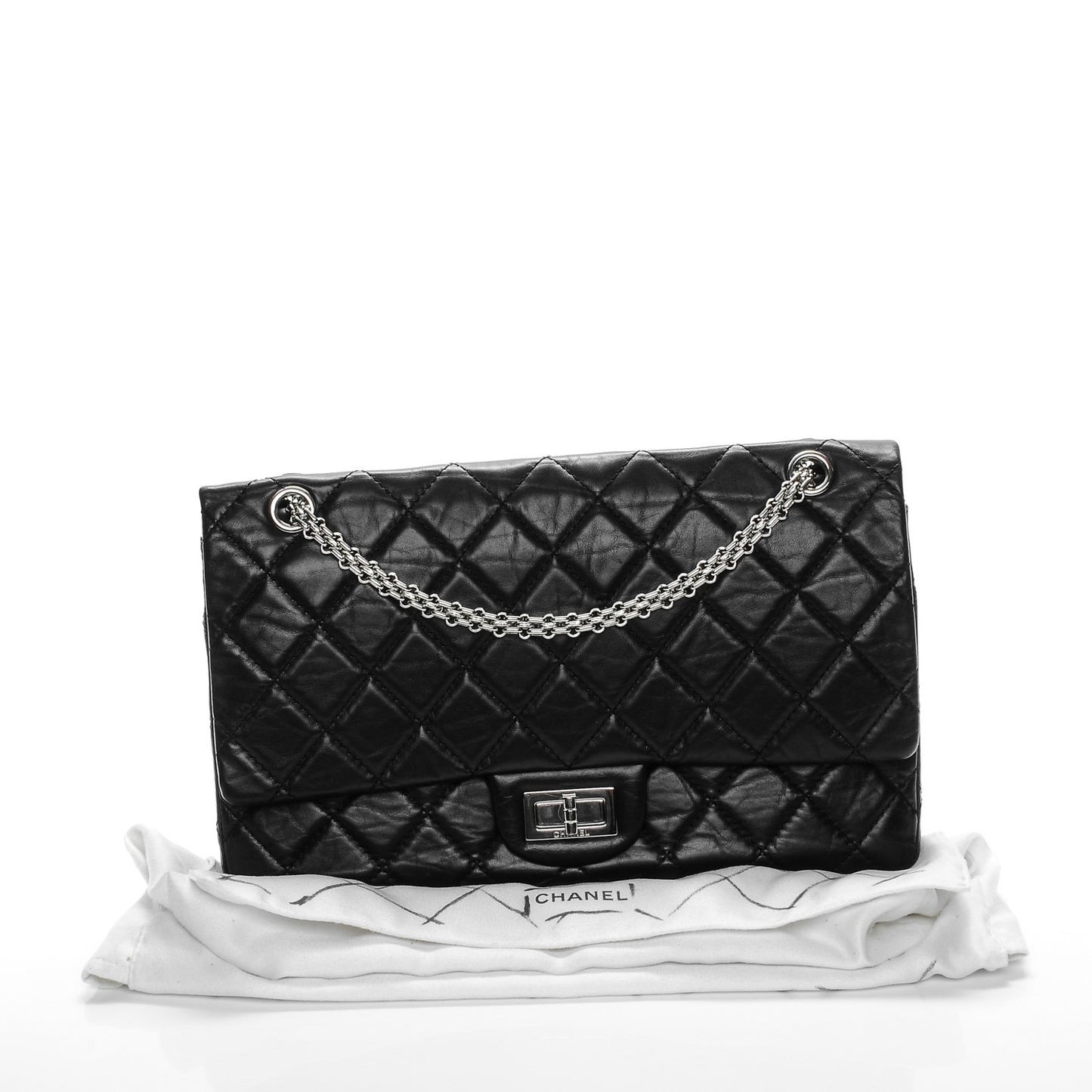 Aged Calfskin Quilted Mobile Art 2.55 Reissue 227 Flap Black
