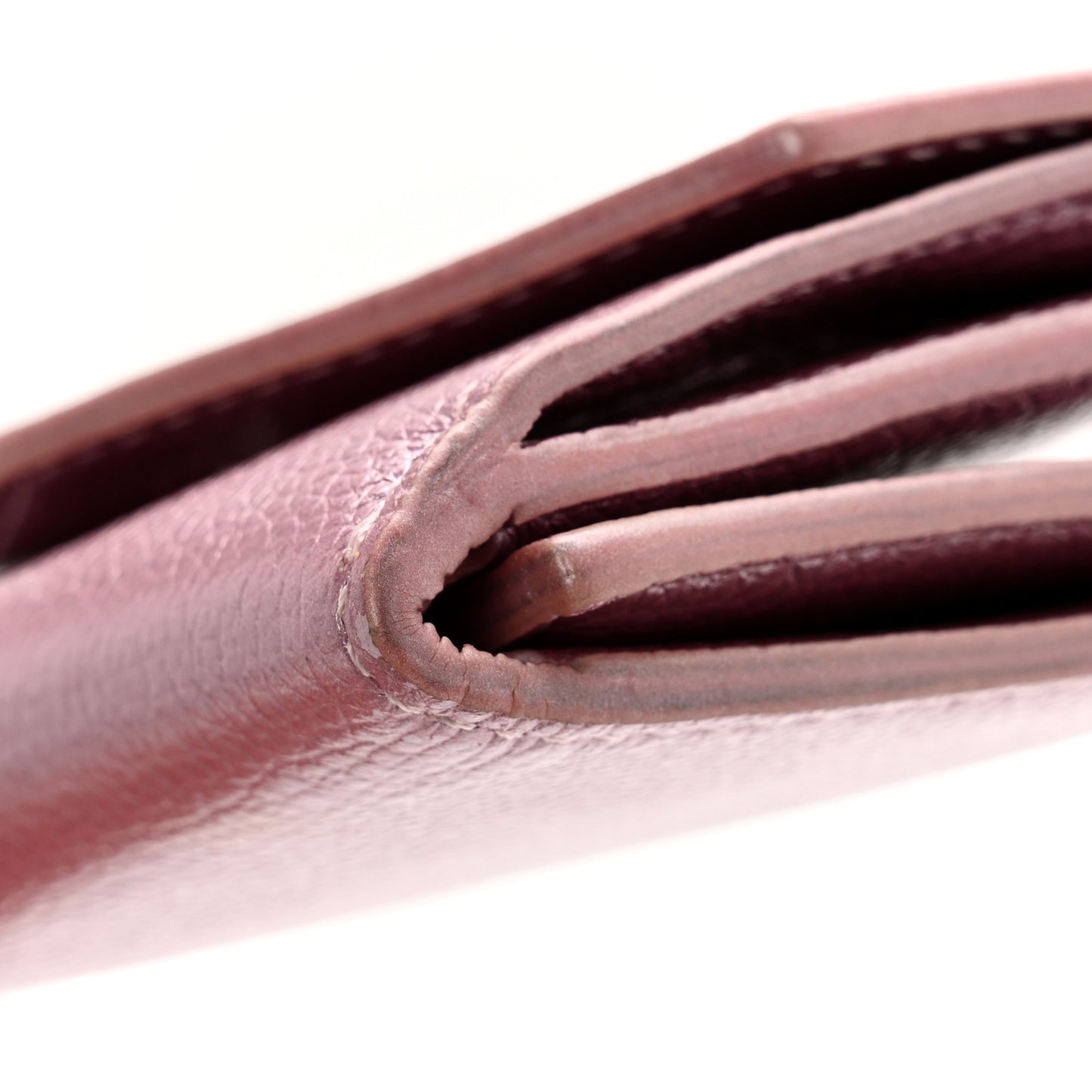 Metallic Calfskin Lockmini Wallet Pink
