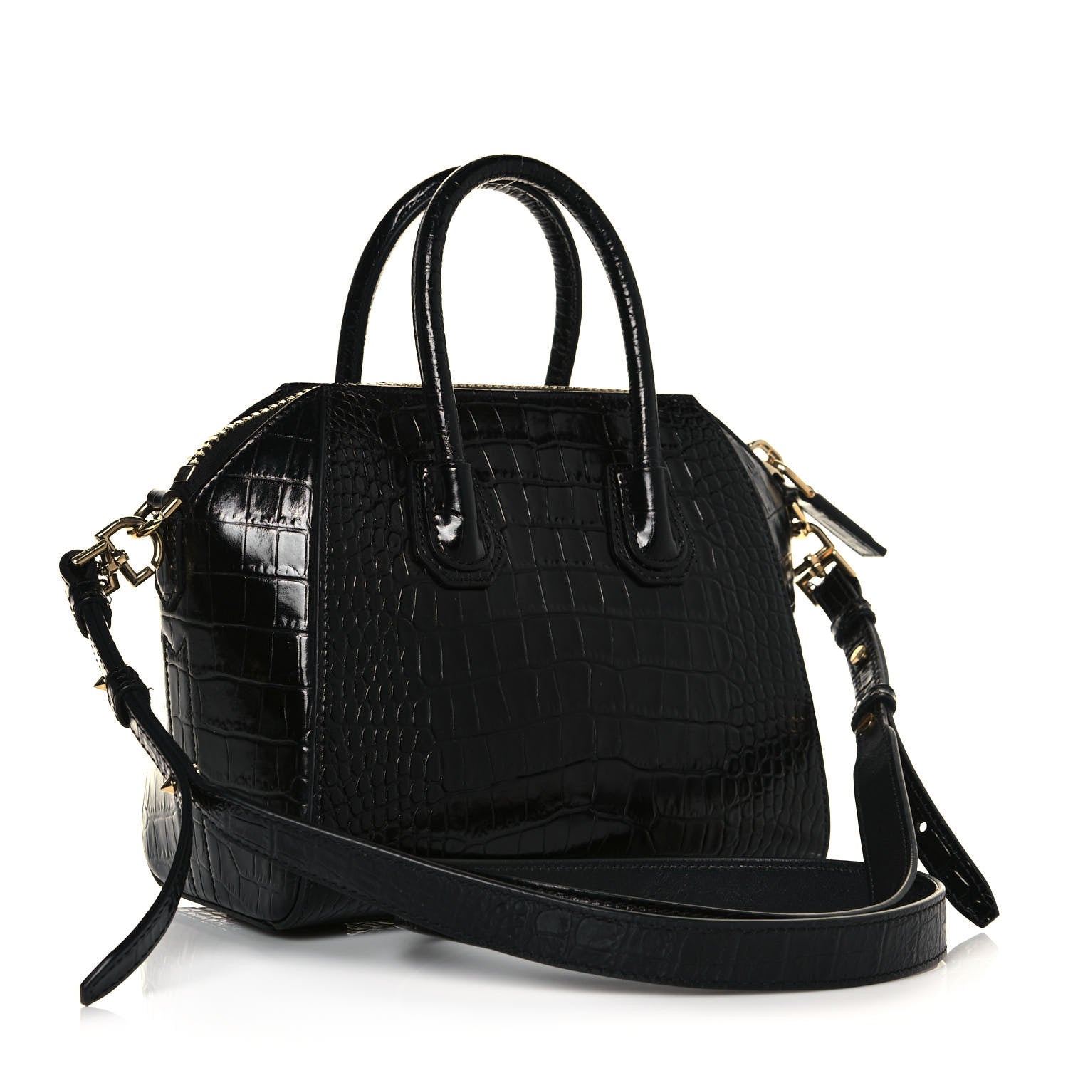Givenchy Calfskin Crocodile Embossed Mini Antigona Black 3 of 12